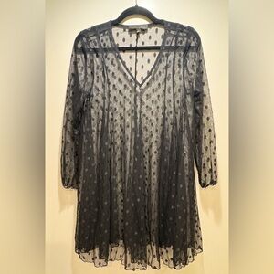 Liv Sheer Black Polka Dot Dress